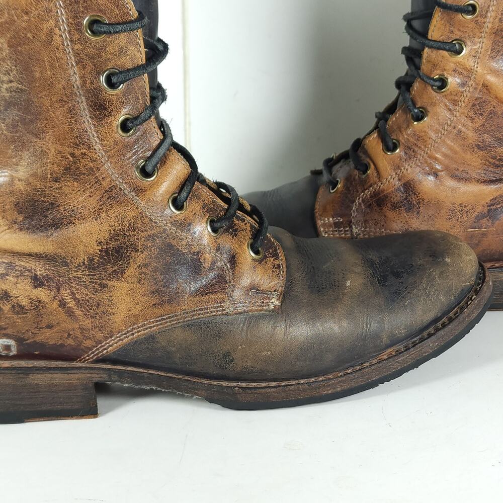 Bed Stu Protege Men's US8 Brown Leather Distressed Cap Toe Trek Combat Boots - Picture 16 of 16